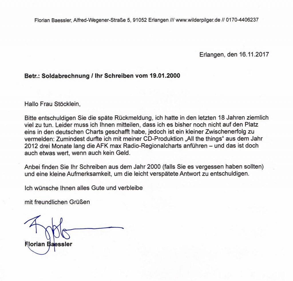 Bitte Entschuldigen Sie Die Verspätete Antwort Auf Ihre E-mail Besser spät als nie. – WilderPilger